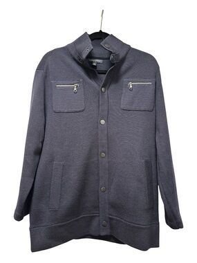 Banana Republic Men's Dark Blue Utility Jacket with Zip Pockets